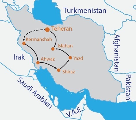 Iran Rundreise Reiseroute